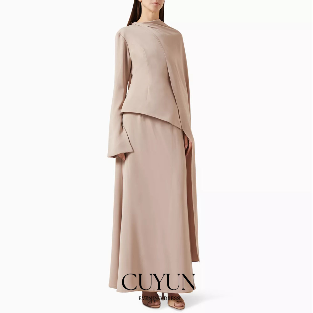 Women'S Formal Wear For Wedding Guest - CUYUN 맞춤형 카키색 단정한 발목 길이의