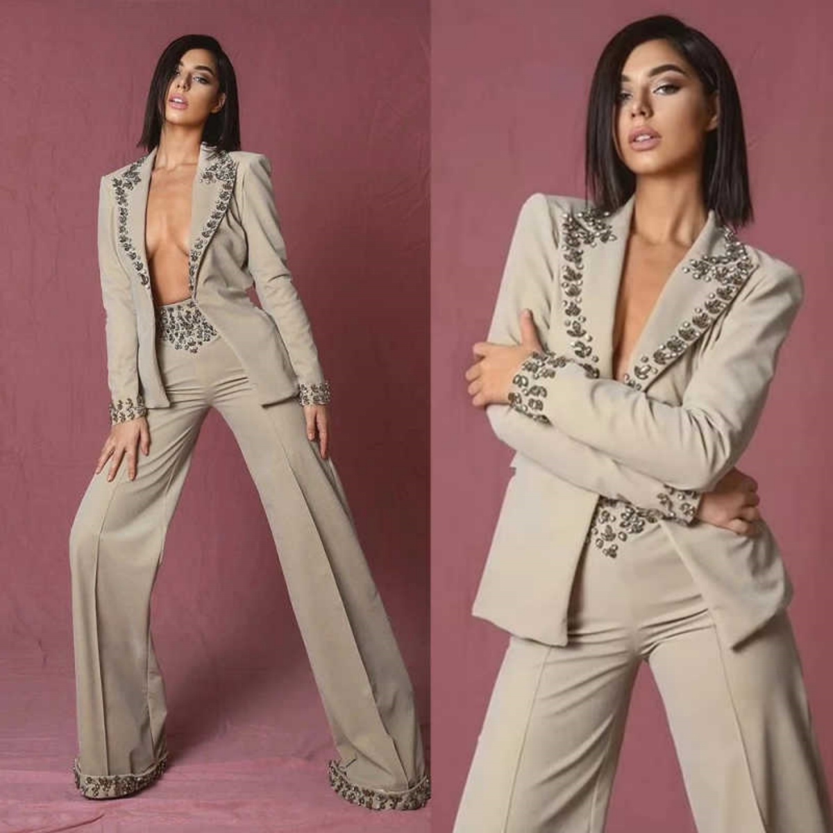 Women'S Formal Wear For A Wedding - 놀라운 라인스톤 여성 정장 2피스 블레이저