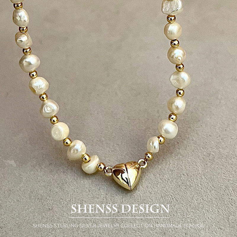 Pearl Necklace Set - 천연 바로크 담수 진주 목걸이, 구리