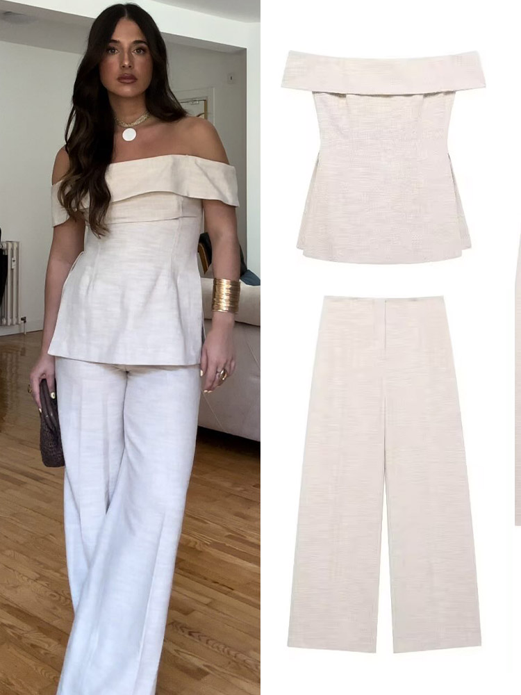Women'S Formal Wear With Pants - 여성 하이웨이스트 지퍼 루즈 팬츠+2024 솔리드