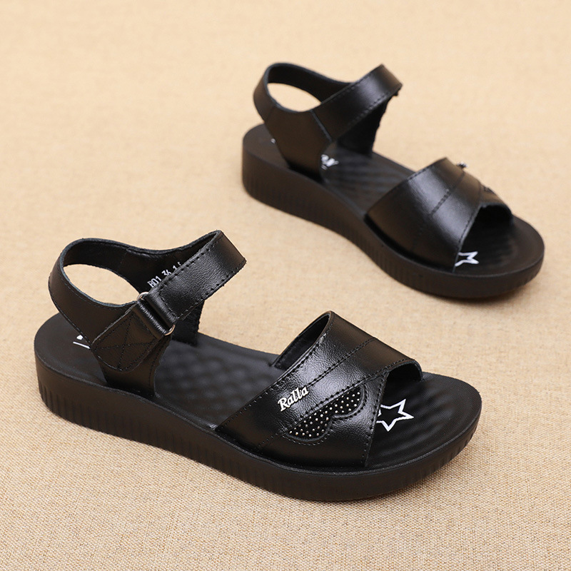 여성용 블랙 가죽 티스트랩 피프토 샌들, 청키 힐과 조 - Formal Women Daily Wear Sandals 리뷰 및 가격