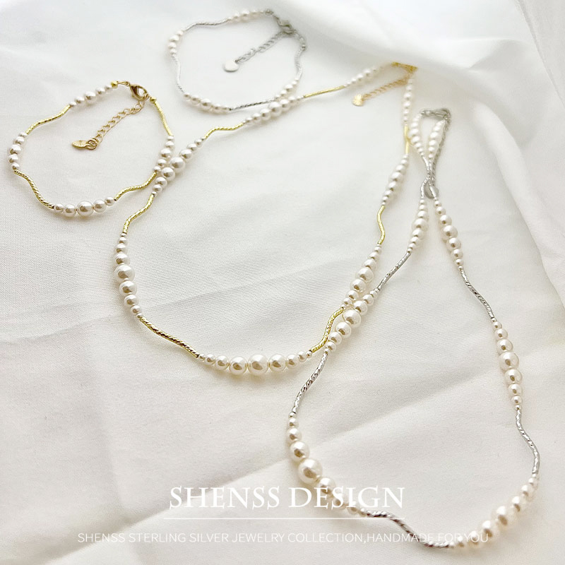 모조 진주 짧은 목걸이 팔찌, 구리 도금, 14k 골드 - Pearl Necklace Set 리뷰 및 가격