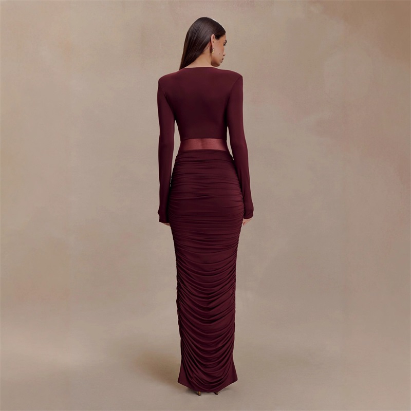 버건디 블랙 여성 댄스 파티 드레스 브이 넥 풀 슬리브 - Women'S Formal Wear For A Wedding 리뷰 및 가격