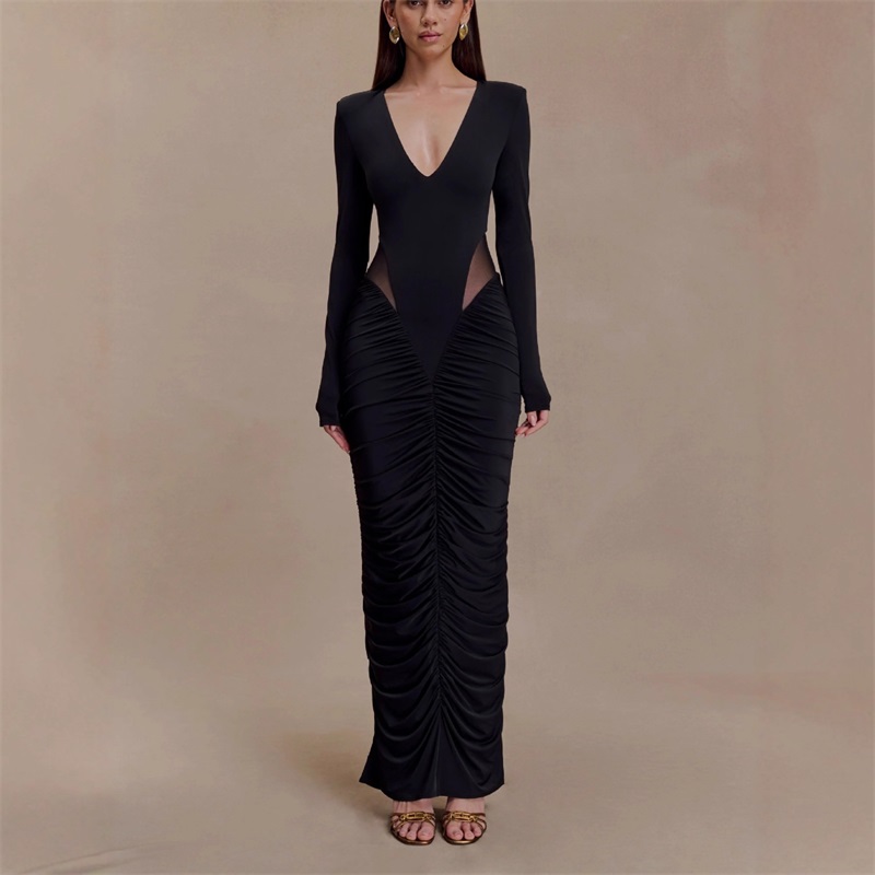 버건디 블랙 여성 댄스 파티 드레스 브이 넥 풀 슬리브 - Women'S Formal Wear For A Wedding 리뷰 및 가격