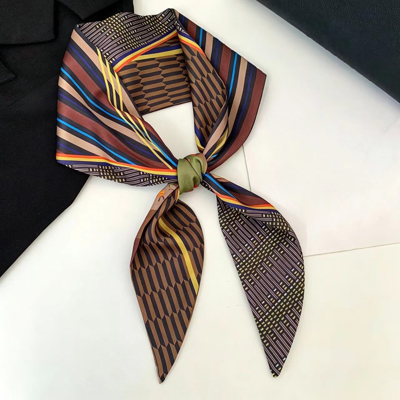 럭셔리 프린트 롱 헤어 리본 베벨 실크 스카프 여성 넥 - Scarf Silk Neck 리뷰 및 가격