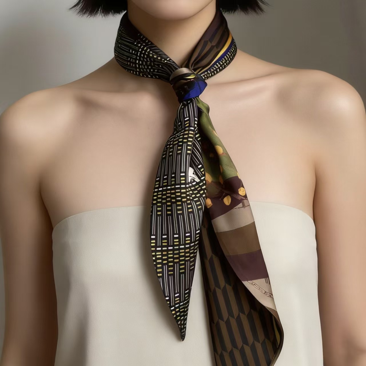 럭셔리 프린트 롱 헤어 리본 베벨 실크 스카프 여성 넥 - Scarf Silk Neck 리뷰 및 가격