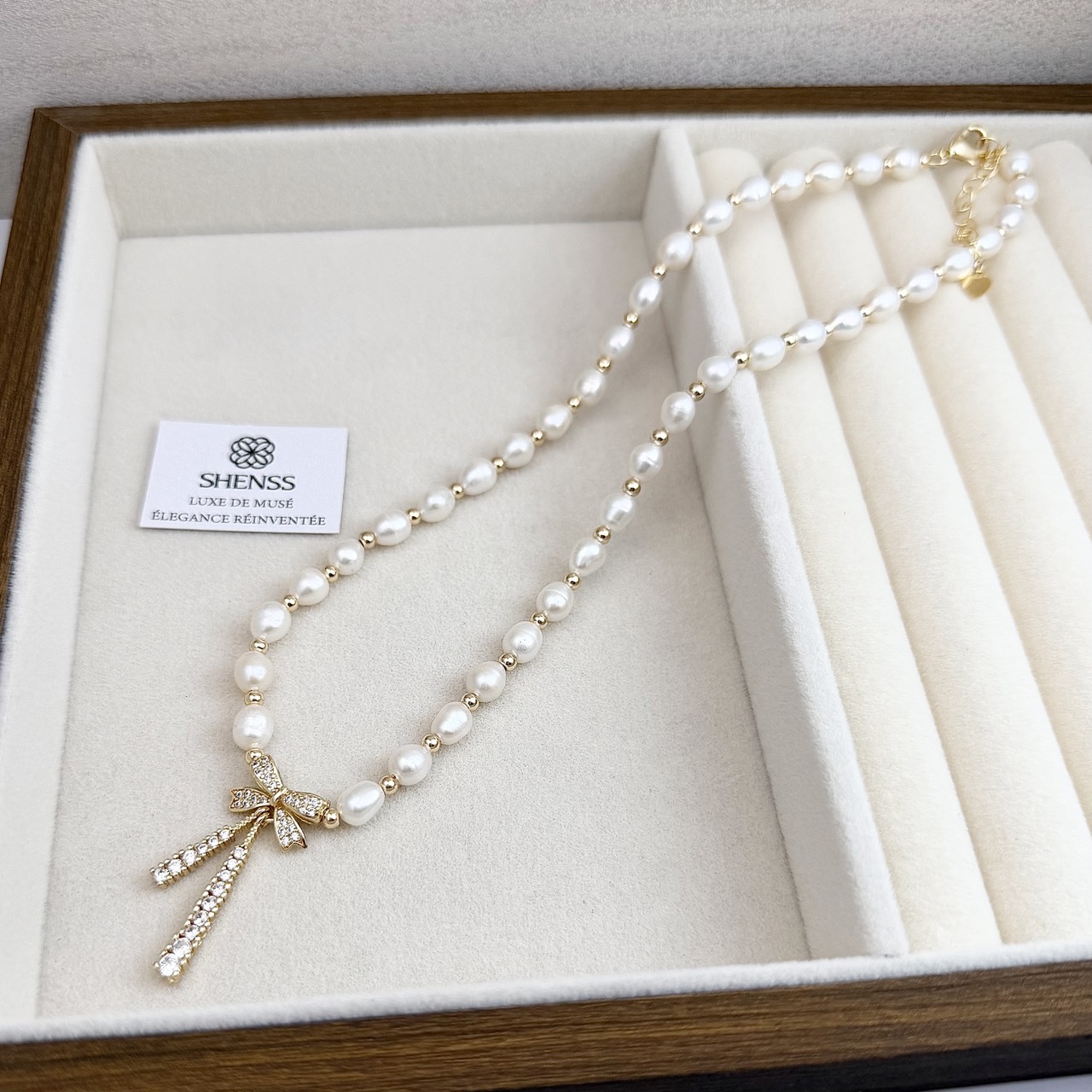 천연 쌀알 모양 진주 리본 목걸이 팔찌 귀걸이 세트 라 - Pearl Necklace Set 리뷰 및 가격