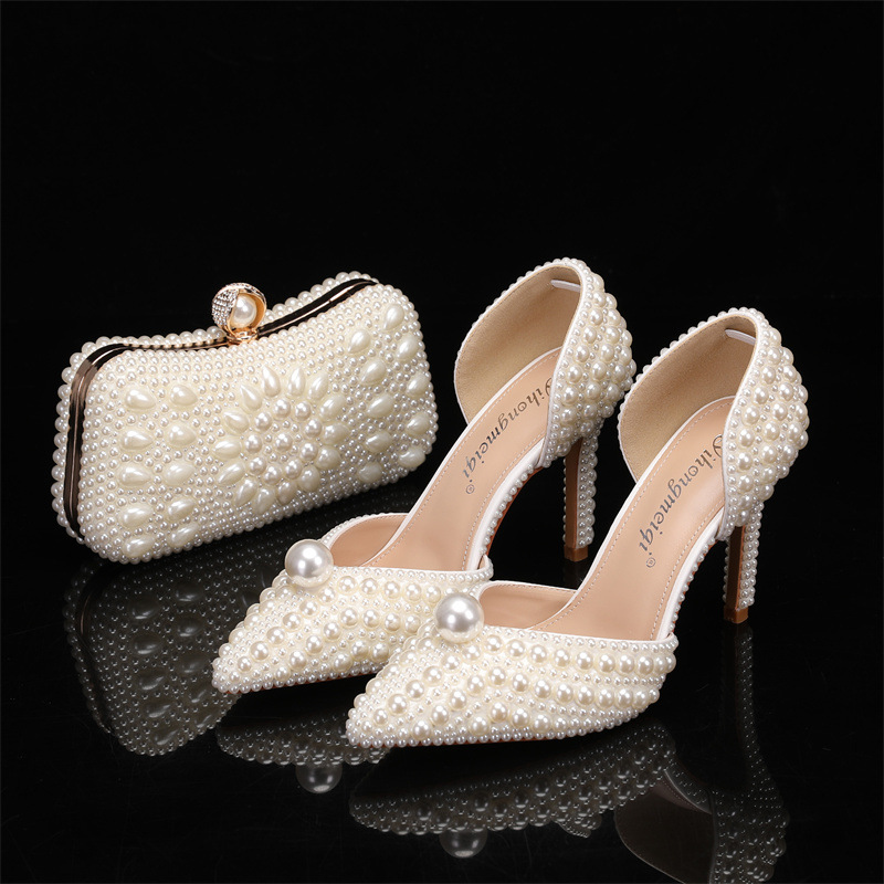 여성용 가방 및 신발 세트 진주 웨딩 슈즈 여성용 화이 - Women Formal Wear For Wedding 리뷰 및 가격