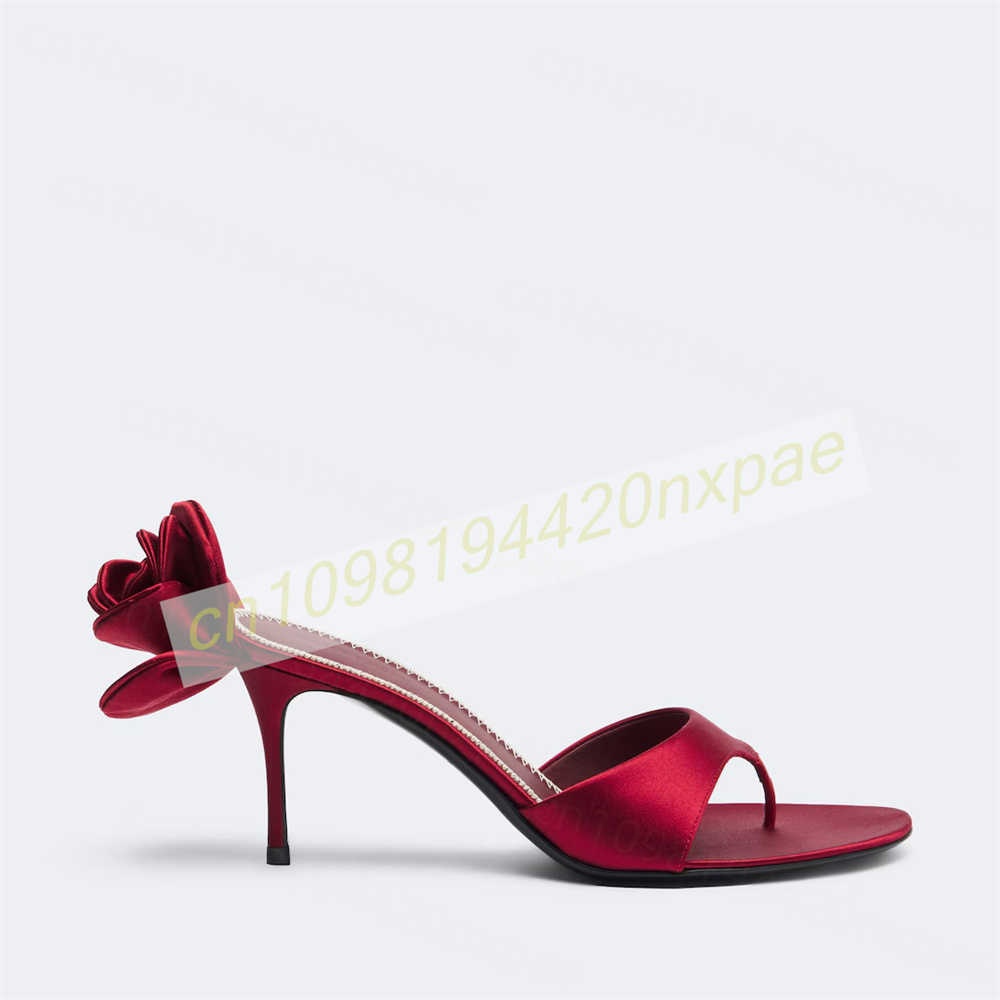 여성용 레드 새틴 끈 샌들 플라워 장식 스틸레토 힐 슬 - Women Formal Wear For Wedding 리뷰 및 가격