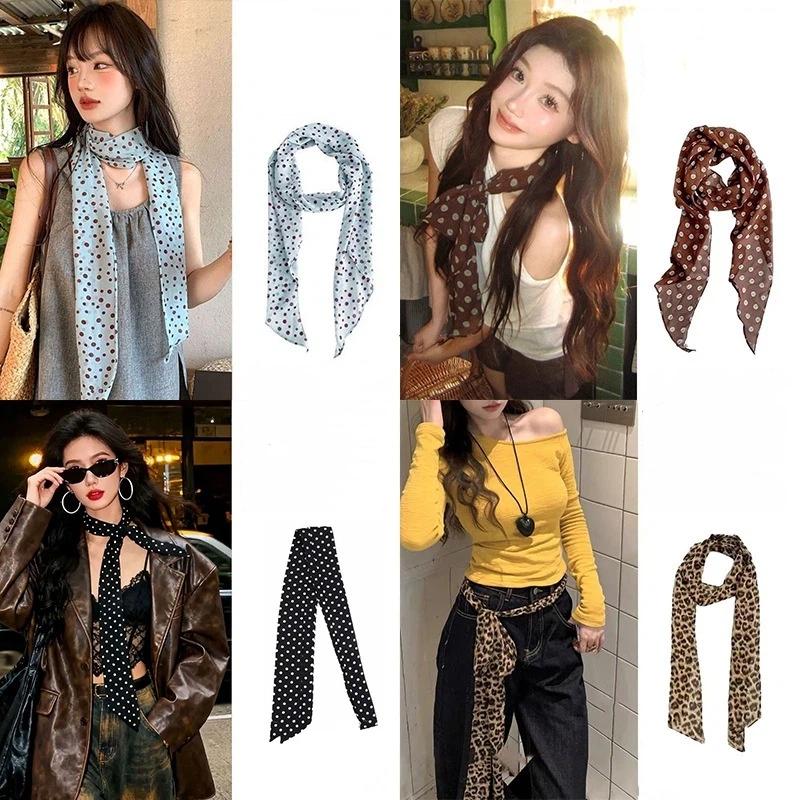폴카 도트 꽃무늬 프린트 실크 스카프 얇은 넥 스카프  - Scarf Silk Neck 리뷰 및 가격