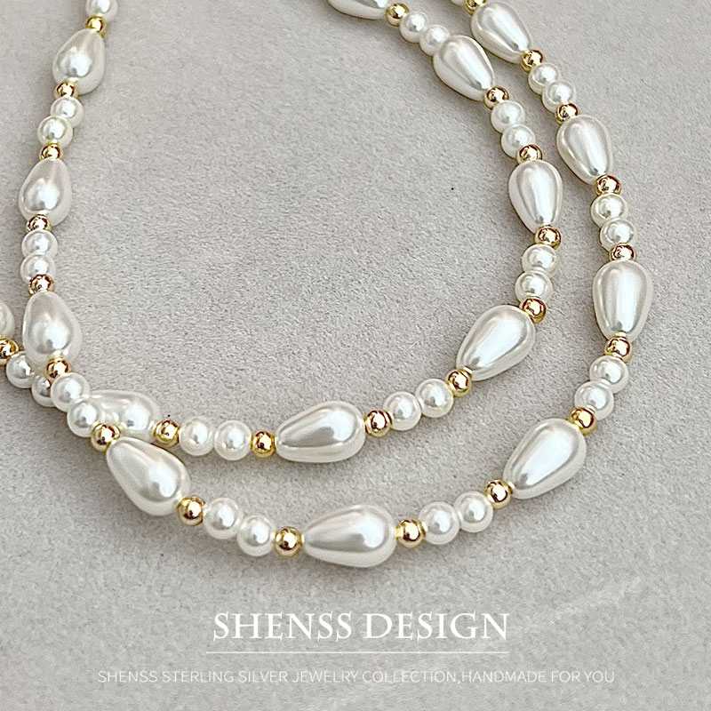 우아한 모조 진주 물방울 목걸이 구리 도금 14k 골드 - Pearl Necklace Set 리뷰 및 가격