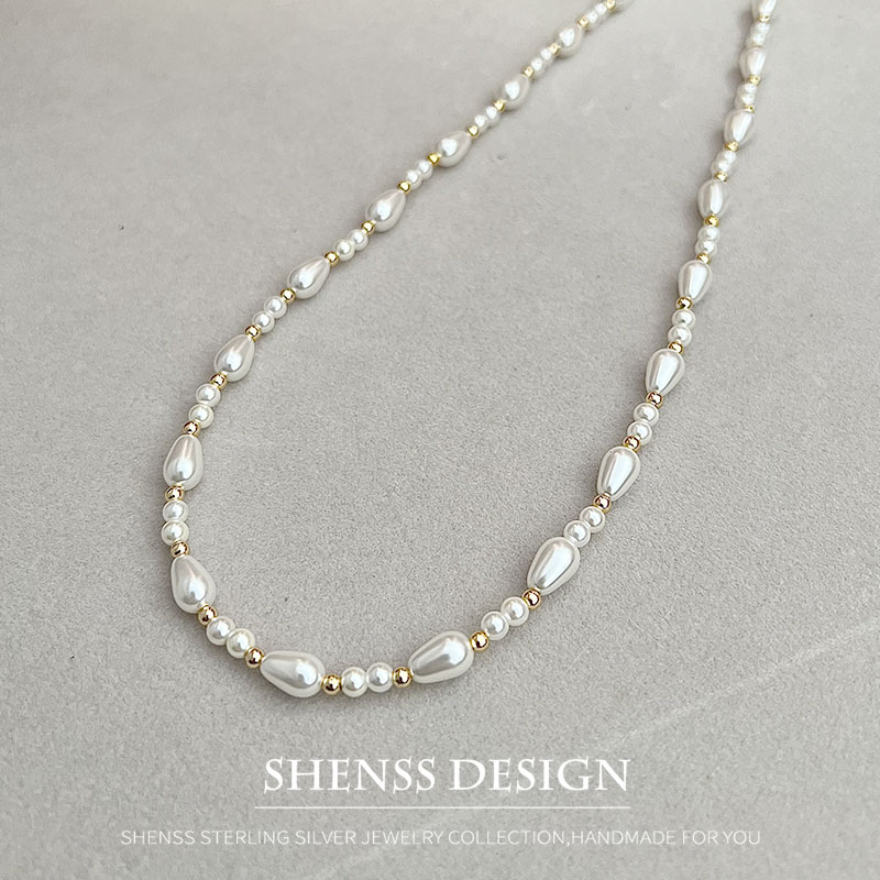 우아한 모조 진주 물방울 목걸이 구리 도금 14k 골드 - Pearl Necklace Set 리뷰 및 가격