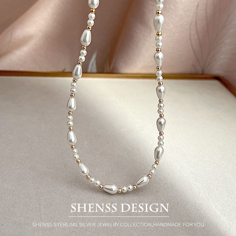 우아한 모조 진주 물방울 목걸이 구리 도금 14k 골드 - Pearl Necklace Set 리뷰 및 가격