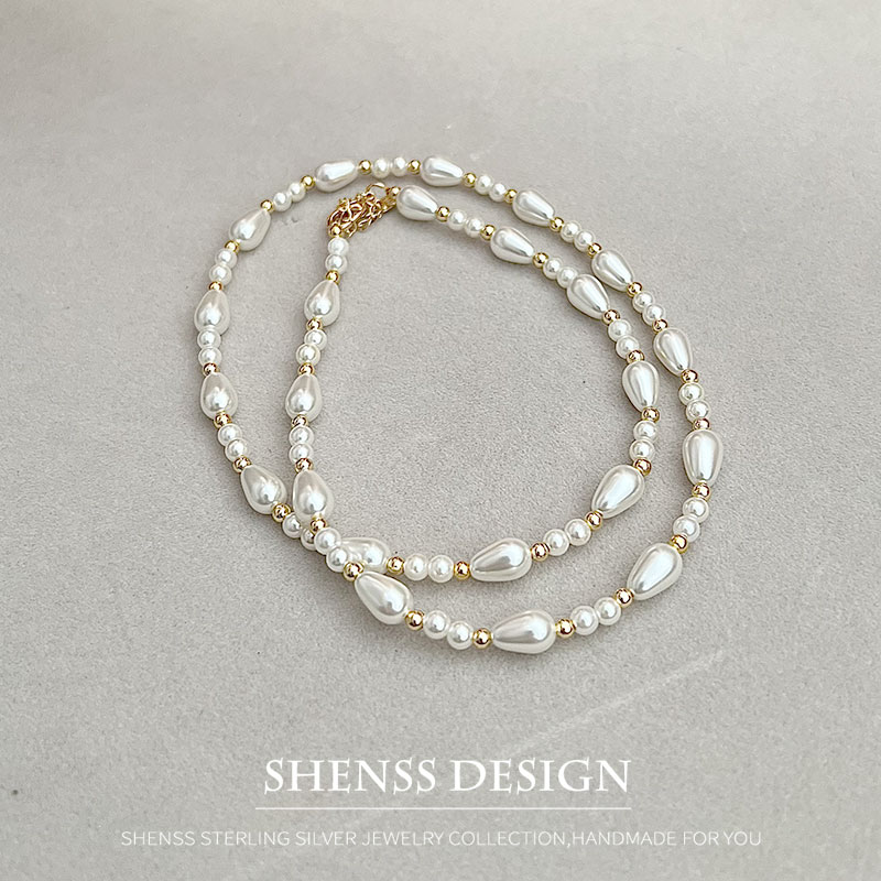 우아한 모조 진주 물방울 목걸이 구리 도금 14k 골드 - Pearl Necklace Set 리뷰 및 가격