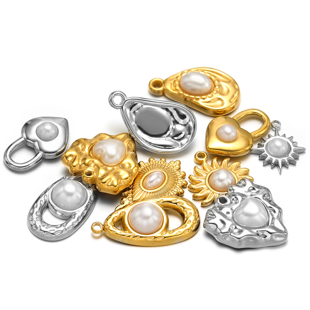 5pcs 스테인레스 스틸 모조 진주 잠금 심장 태양 목 - Pearl Necklace Set 리뷰 및 가격
