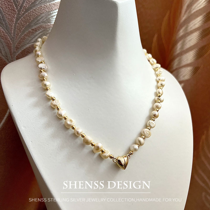 천연 바로크 담수 진주 목걸이, 구리 도금, 14K 골 - Pearl Necklace Set 리뷰 및 가격