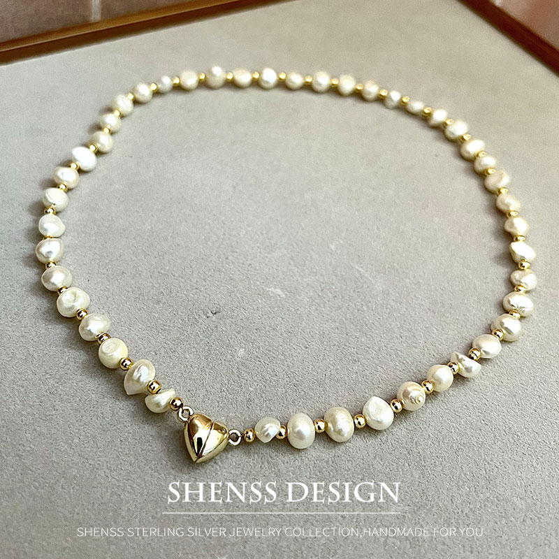 천연 바로크 담수 진주 목걸이, 구리 도금, 14K 골 - Pearl Necklace Set 리뷰 및 가격