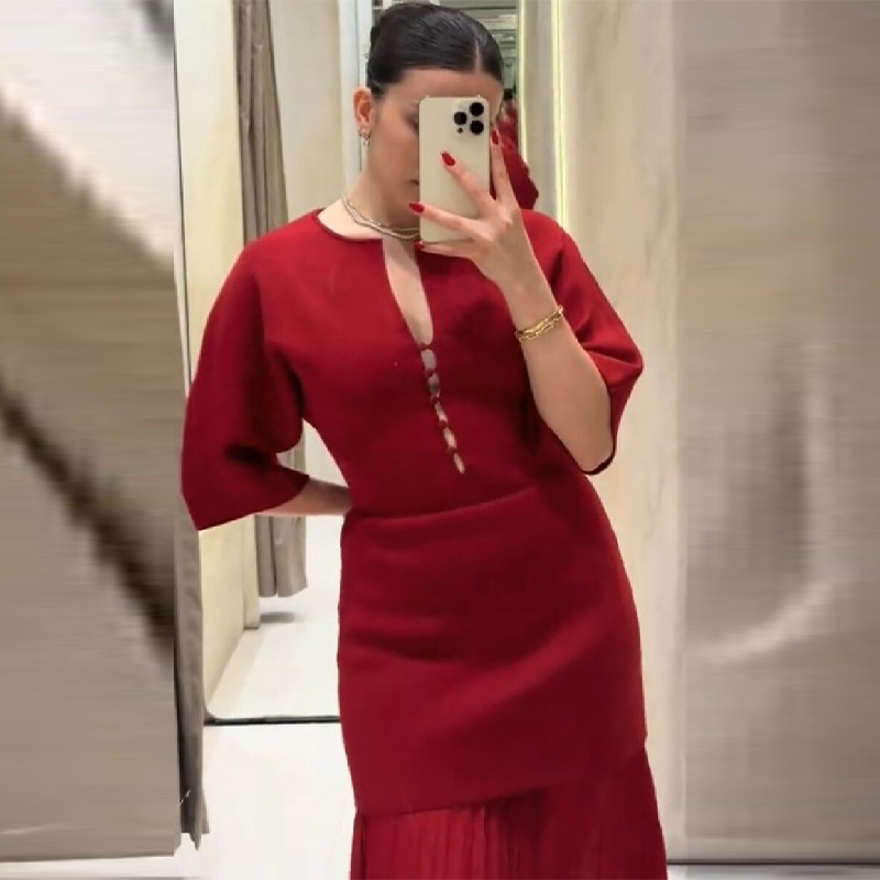 여성용 우아한 버건디 플리츠 맥시 드레스 시크한 스플릿 - Women Formal Wear With Skirt 리뷰 및 가격