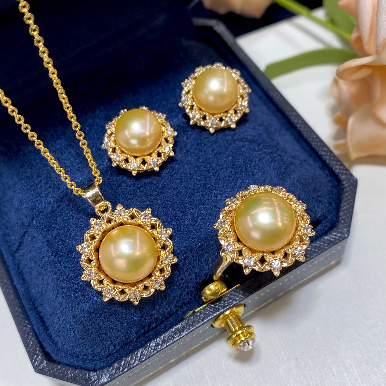 여성 패션을 위한 한 세트 담수 진주 노란색 펜던트 목 - Pearl Necklace Set 리뷰 및 가격