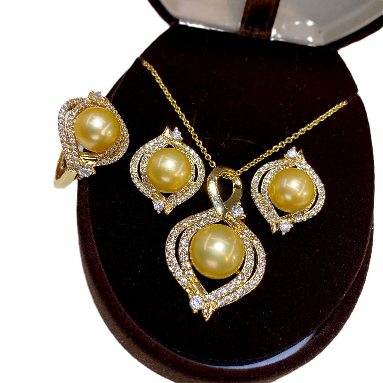 여성 패션을 위한 한 세트 담수 진주 노란색 펜던트 목 - Pearl Necklace Set 리뷰 및 가격