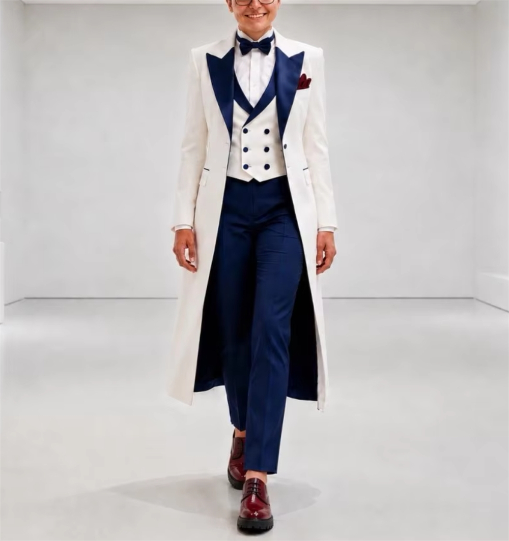 네이비 블루 화이트 여성 재킷 수트 우아한 맞춤형 오피 - Women'S Formal Wear For A Wedding 리뷰 및 가격