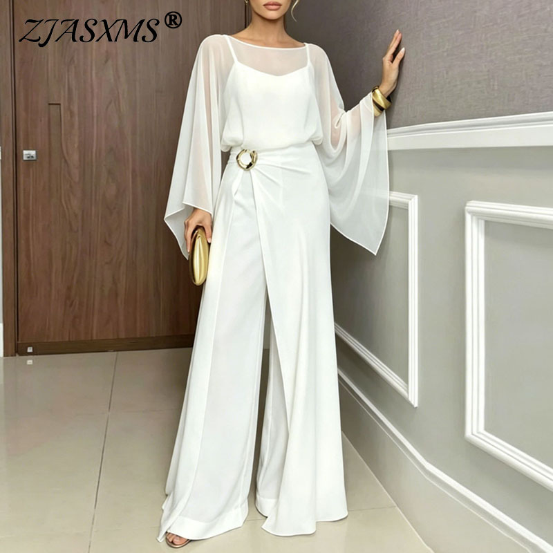 여성 정장 점프수트 2피스 세트 시스루 플레어 슬리브  - Women Formal Wear Set 리뷰 및 가격