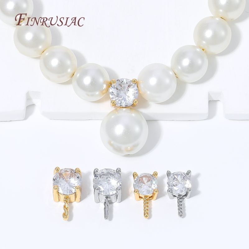 18K 금도금 CZ 프롱 세팅 진주 커넥터, 지르콘 인 - Pearl Necklace Set 리뷰 및 가격