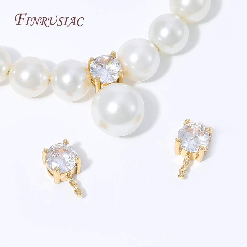 18K 금도금 CZ 프롱 세팅 진주 커넥터, 지르콘 인 - Pearl Necklace Set 리뷰 및 가격
